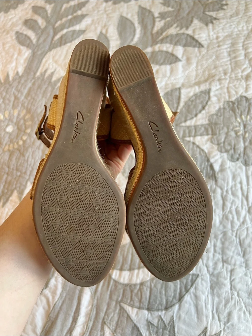 Clarks Indigo Amelia Air Wedge Sandals Women’s 9 Brown Leather Espadrille Boho